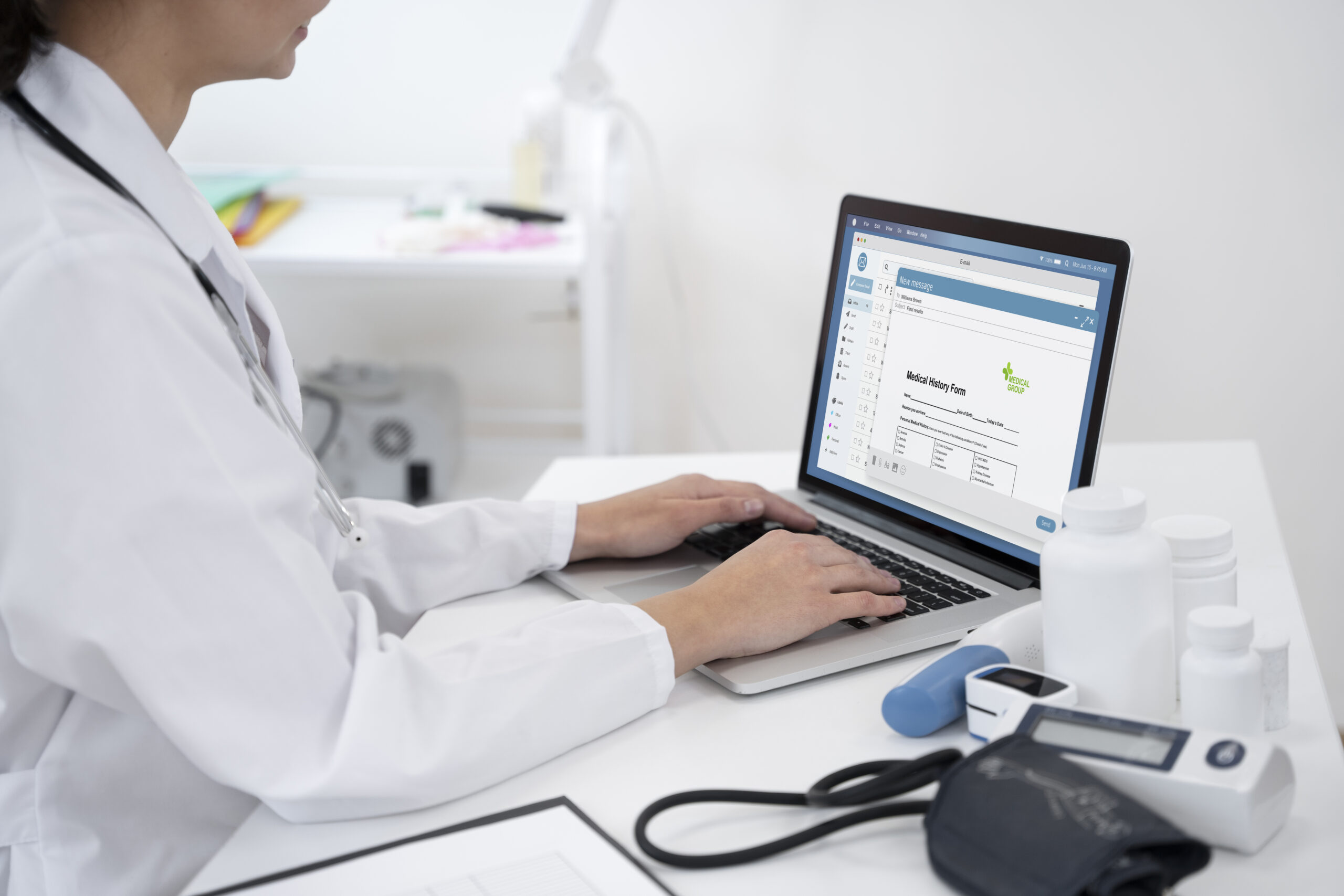 Doctor using AI medical billing software for denial management and claim resolution